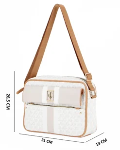 JUST GOLF - Tracolla beige loggata con tasca frontale e pattina con logo