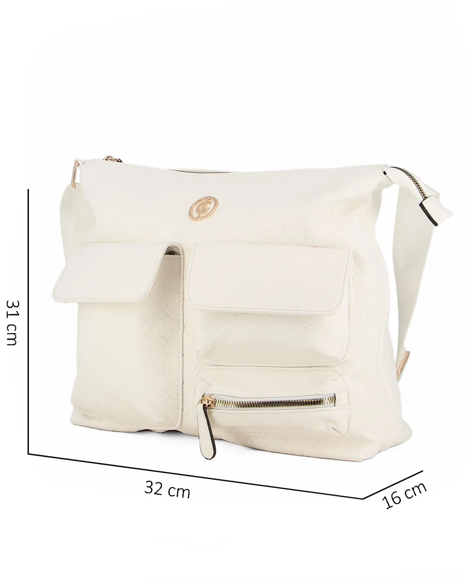JUST GOLF - Tracolla bianca loggata con con tre tasche frontali