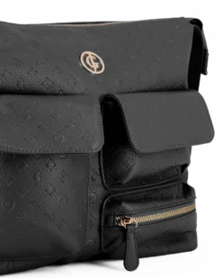 JUST GOLF - Tracolla nera loggata con con tre tasche frontali