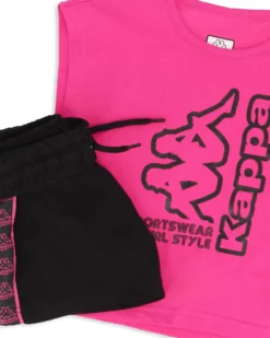 KAPPA - Completo bimba mezza manica fuxia 3-7 anni in cotone