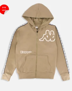 KAPPA - FELPA BEIGE DA RAGAZZO CON ZIP E CAPPUCCIO