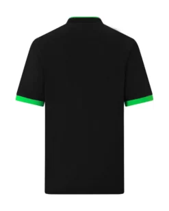 KAPPA - POLO MEZZA MANICA UOMO LOGO NEON NERA CON DETTAGLI VERDE FLUO , 341N22W-A19