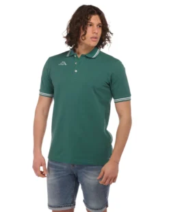 KAPPA - POLO VERDE DA UOMO CON BORDINO A CONTRASTO LOGO MALTAX 9