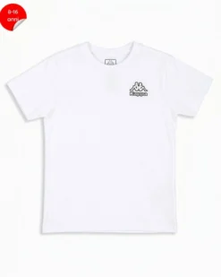 KAPPA -Tshirt manica corta bianca ragazzi 8-16 anni in cotone