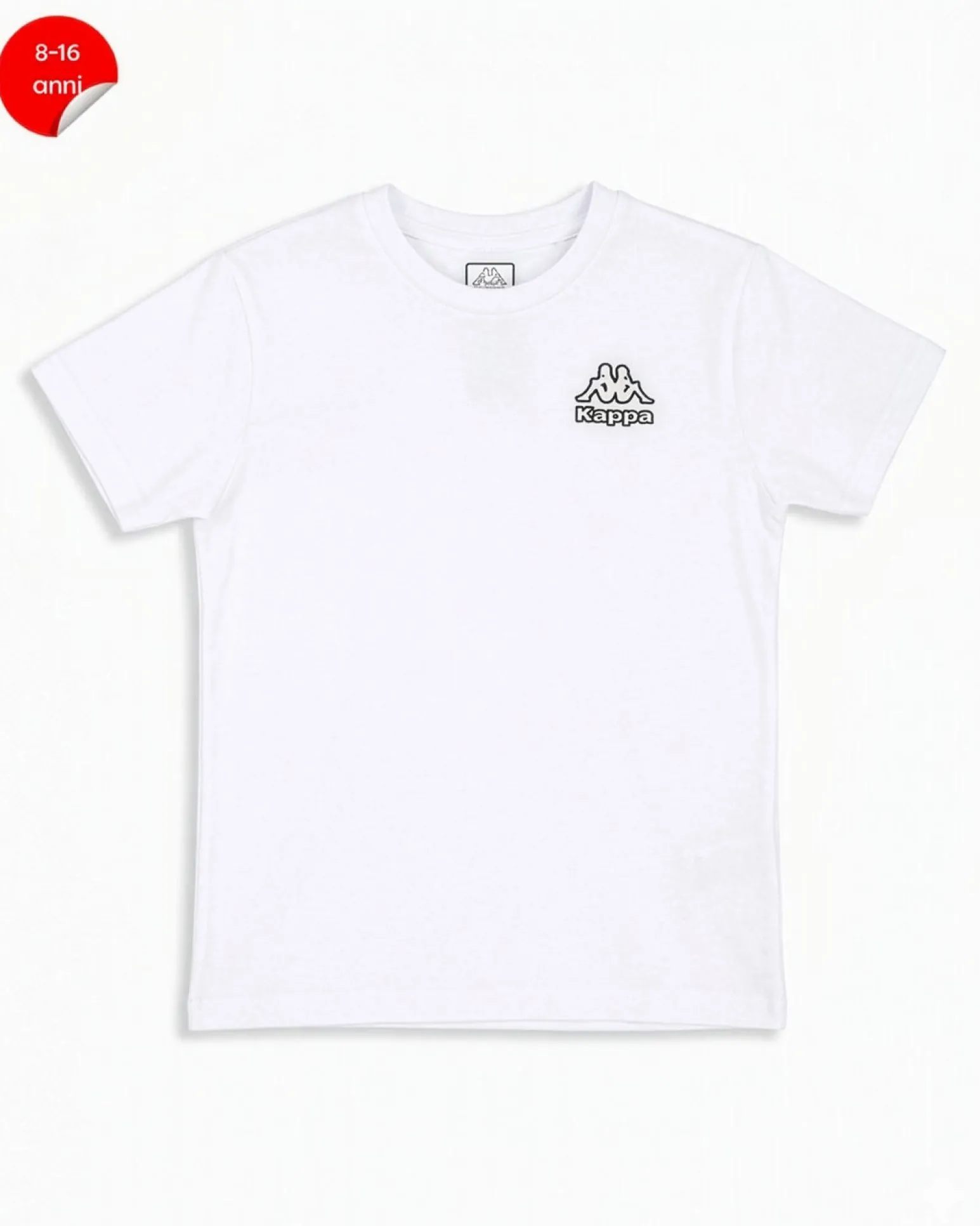 KAPPA -Tshirt manica corta bianca ragazzi 8-16 anni in cotone