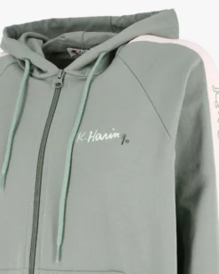 KEITH HARING - Felpa con cappuccio e full zip marrone chiaro da donna in cotone