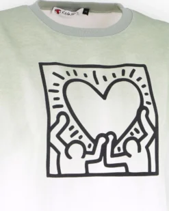 KEITH HARING - Tshirt manica corta bianco e verde in cotone