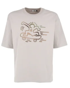 KEITH HARING - Tshirt manica corta taupe in cotone