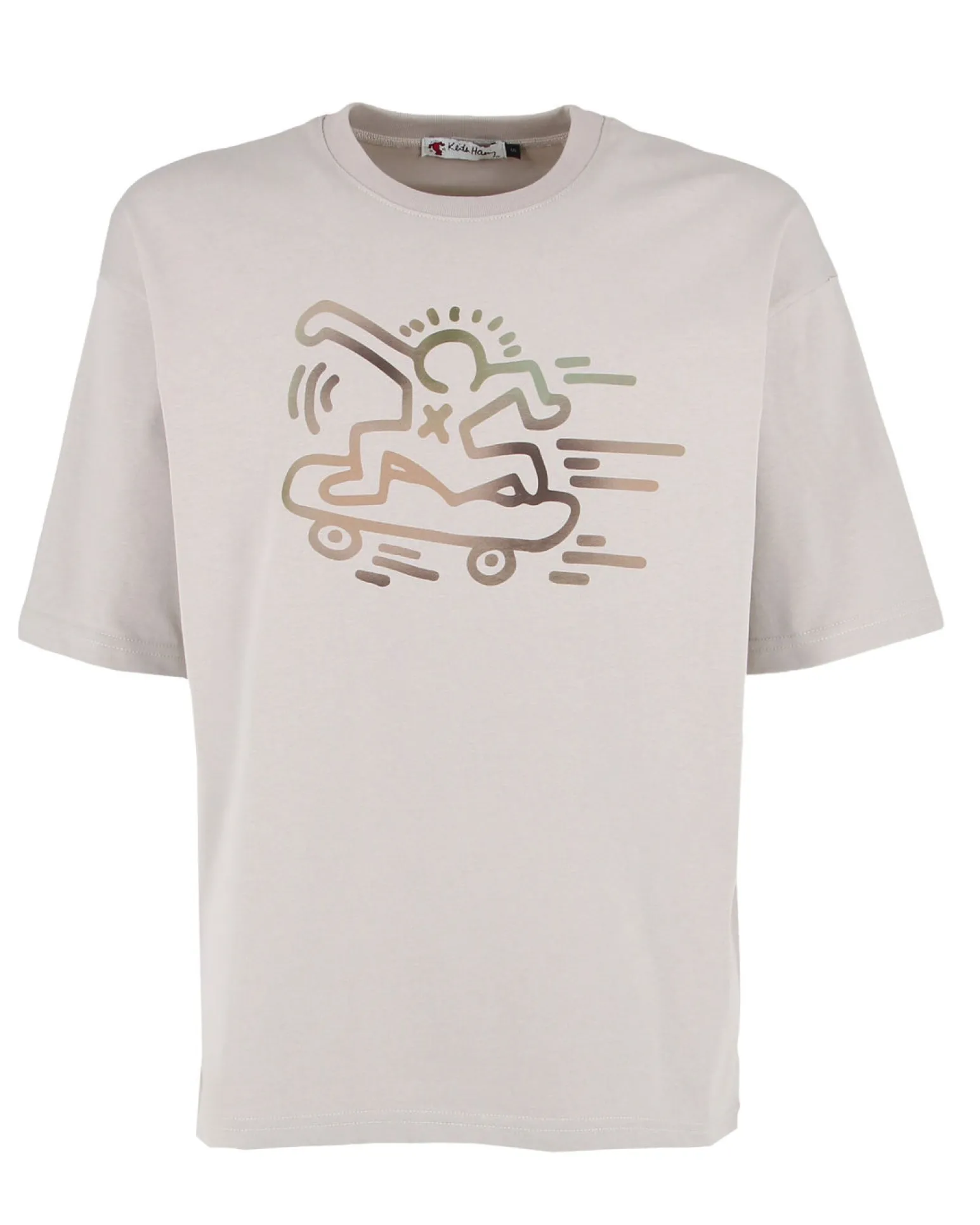 KEITH HARING - Tshirt manica corta taupe in cotone
