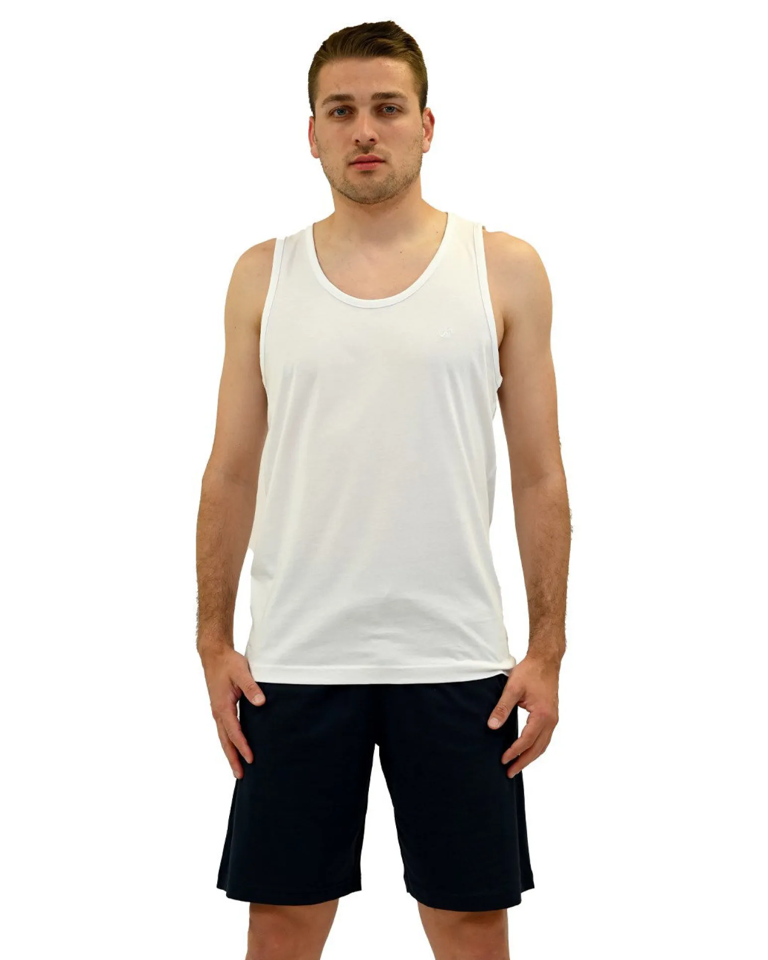 KEY UP - CANOTTA UOMO BIANCA BASIC -2JB27/0001