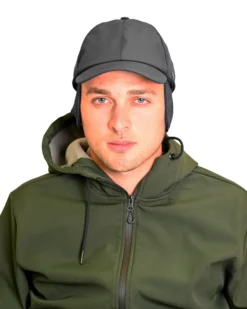KEY UP - CAPPELLO INVERNALE BLU  DA UOMO IMPERMEABILE  E ANTIVENTO CON PARAORECCHIE