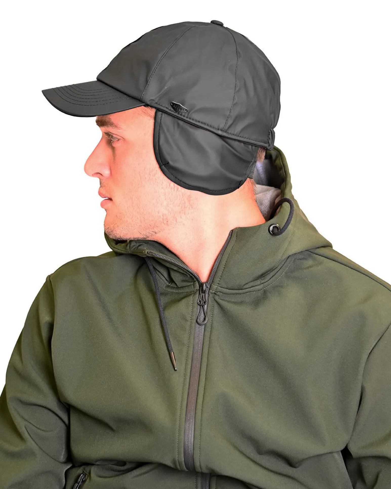 KEY UP - CAPPELLO INVERNALE NERO DA UOMO IMPERMEABILE E ANTIVENTO CON PARAORECCHIE