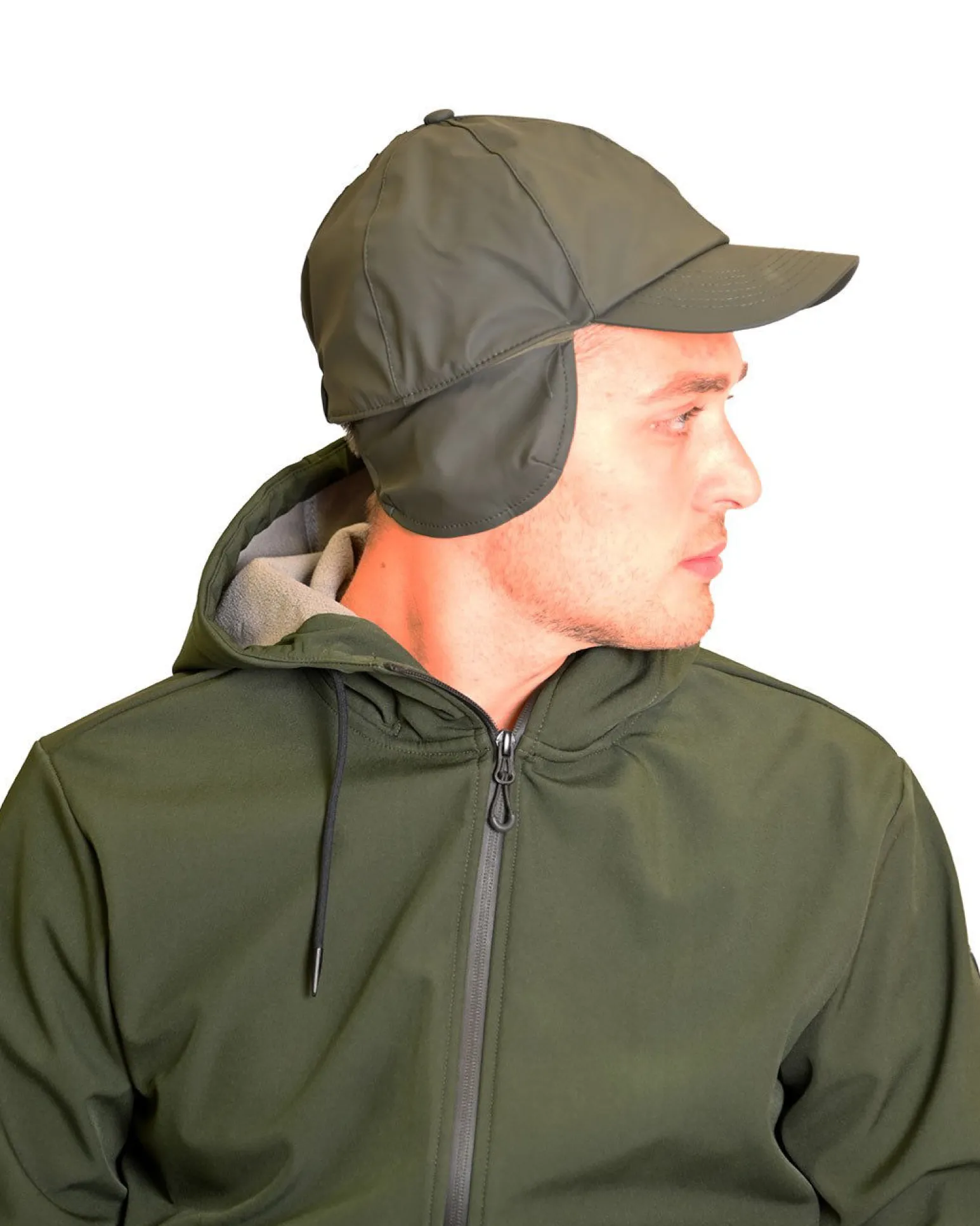KEY UP - CAPPELLO INVERNALE VERDE DA UOMO IMPERMEABILE E ANTIVENTO CON PARAORECCHIE