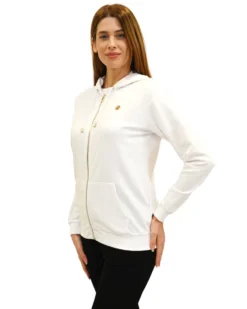 KEY UP - FELPA BIANCA FULL ZIP DA DONNA