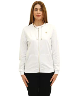 KEY UP - FELPA BIANCA FULL ZIP DA DONNA