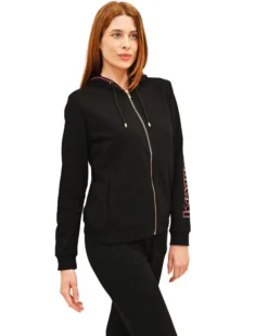 KEY UP - FELPA NERA DA DONNA CON CAPPUCCIO