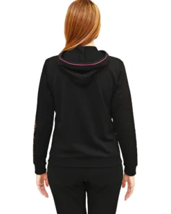 KEY UP - FELPA NERA DA DONNA CON CAPPUCCIO