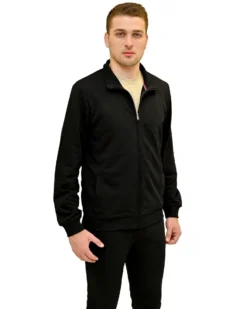 KEY UP - FELPA NERA DA UOMO FULL ZIP