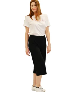 KEY UP - PANTA COULOTTE NERO IN JERSEY ELASTICIZZATO 5L861