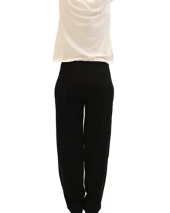 KEY UP - PANTALONE NERO IN JERSEY ELASTICIZZATO DA DONNA