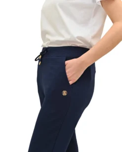 KEY UP - PANTALONE TUTA BLU CON POLSINO DA DONNA