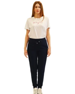 KEY UP - PANTALONE TUTA BLU CON POLSINO DA DONNA