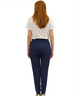 KEY UP - PANTALONE TUTA BLU CON POLSINO DA DONNA
