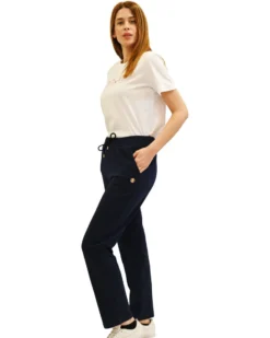 KEY UP - PANTALONE TUTA BLU DA DONNA CON FONDO DRITTO