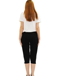 KEY UP - PINOCCHIETTO NERO CON TASCHE IN JERSEY ELASTICIZZATO DA DONNA
