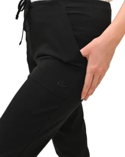 KEY UP - PINOCCHIETTO NERO CON TASCHE IN JERSEY ELASTICIZZATO DA DONNA