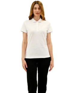 KEY UP -POLO IN PIQUET DONNA BIANCA CON COLLETTO - 5535Q/0001