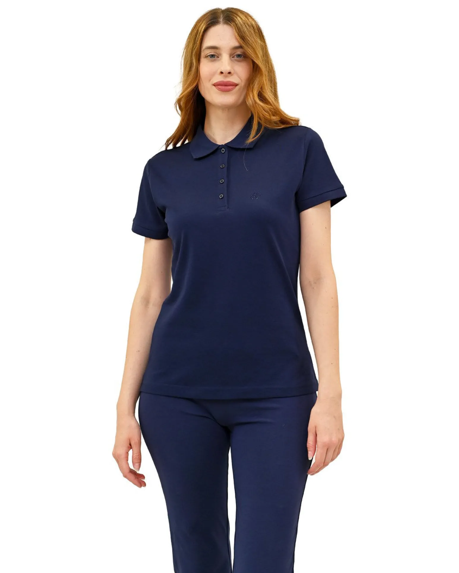 KEY UP -POLO IN PIQUET DONNA BLU CON COLLETTO - 5535Q/1265