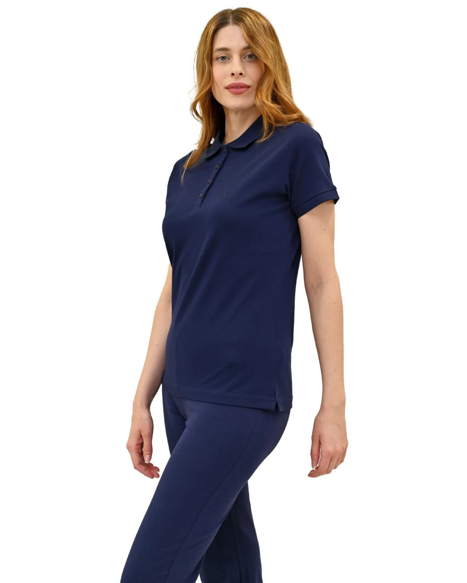 KEY UP -POLO IN PIQUET DONNA BLU CON COLLETTO - 5535Q/1265
