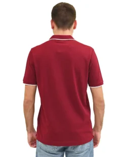 KEY UP - POLO MEZZA MANICA UOMO IN PIQUET BORDEAUX  CON RIGHINO BIANCO - 2Q711/2149
