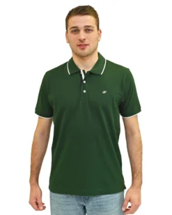 KEY UP - POLO MEZZA MANICA UOMO IN PIQUET BIANCA  CON RIGHINO NERO - 2Q711/0001