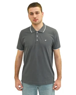KEY UP - POLO MEZZA MANICA UOMO IN PIQUET BLU CON RIGHINO BIANCO E BLU SCURO - 2Q827/3135