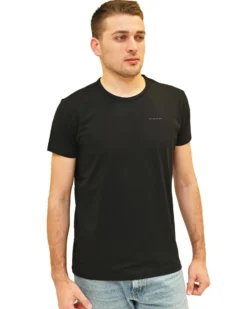 KEY UP - T-SHIRT GIROCOLLO ELASTCIZZATA NERA DA UOMO