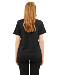 KEY UP - T-SHIRT MEZZA MANICA DONNA NERA CON STAMPA FRONTALE- 5S883/0002
