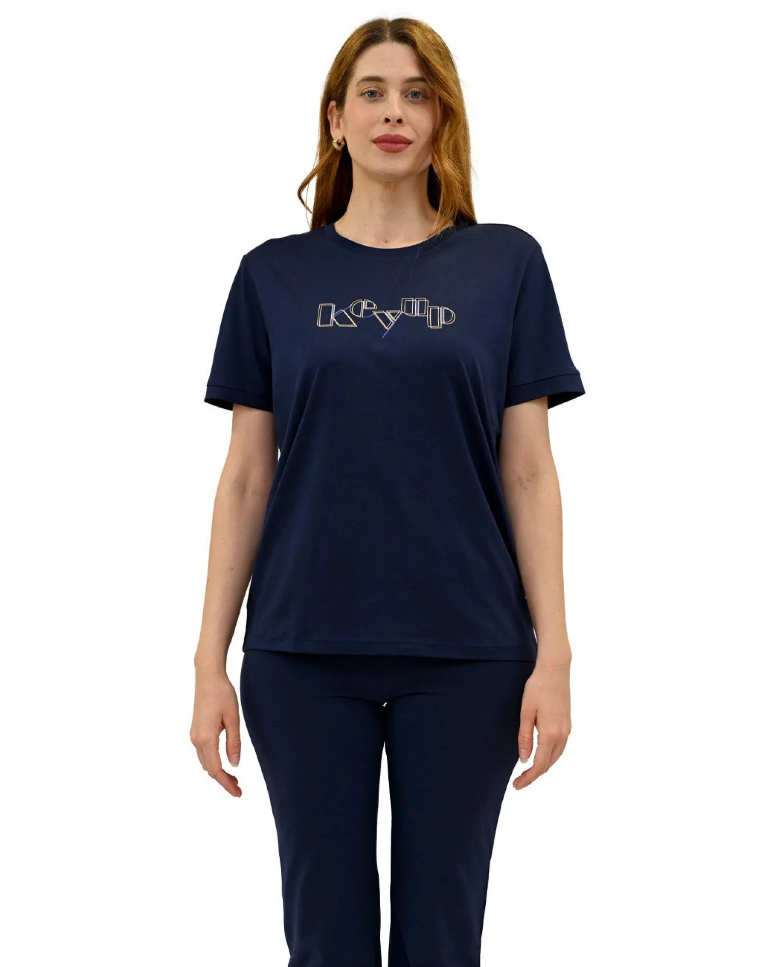 KEY UP - T-SHIRT MEZZA MANICA DONNA BLU - 5S881/1265