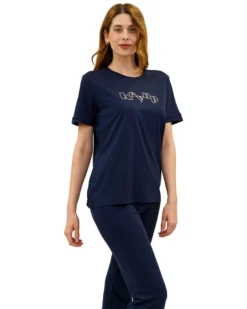 KEY UP - T-SHIRT MEZZA MANICA DONNA BLU - 5S881/1265