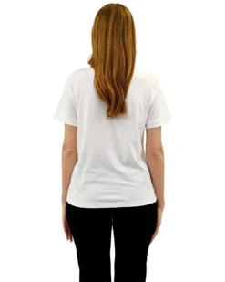 KEY UP - T-SHIRT MEZZA MANICA DONNA BIANCA CON STAMPA FRONTALE- 5S883/0001