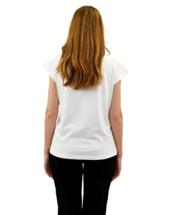 KEY UP - T-SHIRT MEZZA MANICA DONNA BIANCA CON STAMPA FRONTALE- 5S886/0001