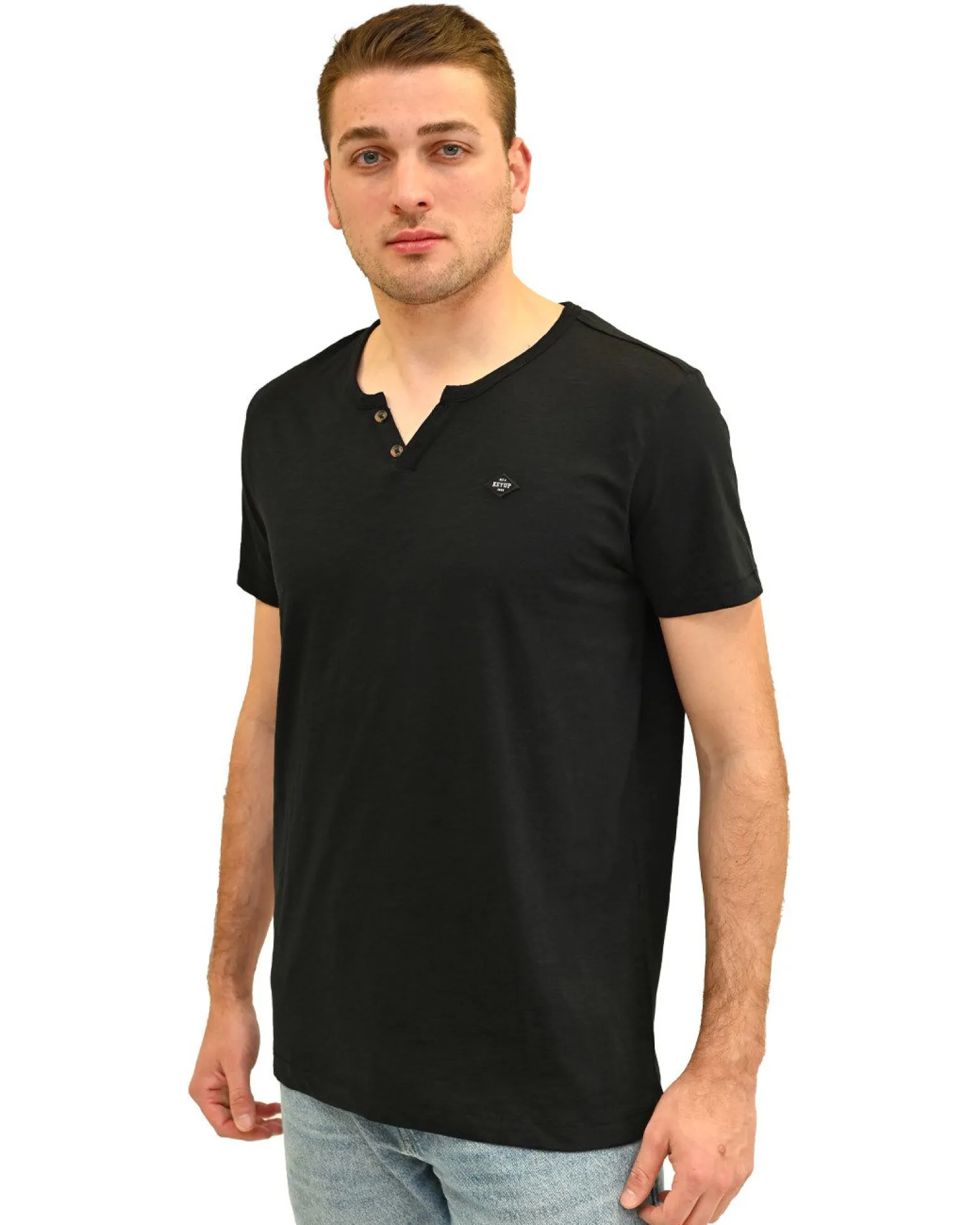 KEY UP - T-SHIRT MEZZA MANICA UOMO NERA SERAFINO - 2S156/0002