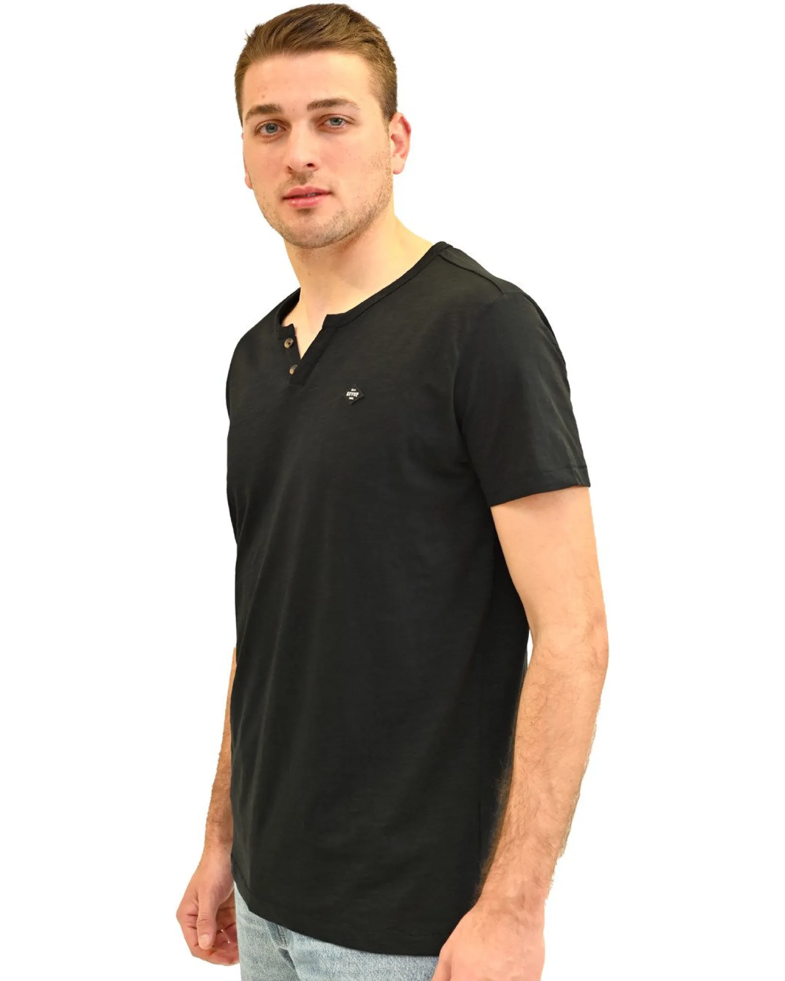 KEY UP - T-SHIRT MEZZA MANICA UOMO NERA SERAFINO - 2S156/0002