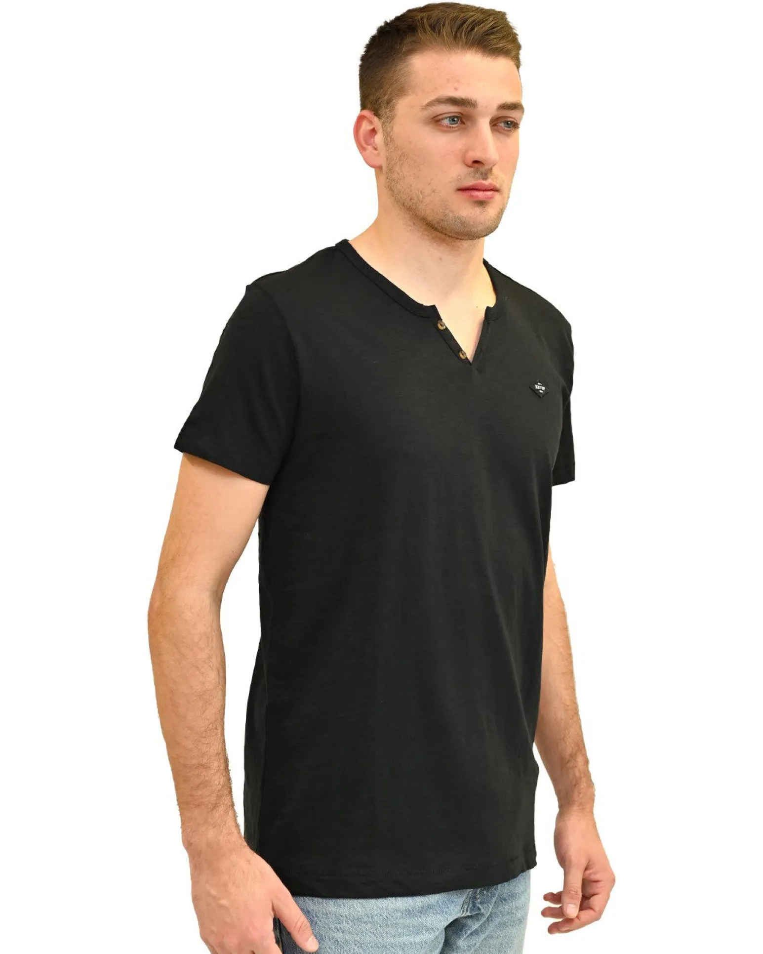 KEY UP - T-SHIRT MEZZA MANICA UOMO NERA SERAFINO - 2S156/0002