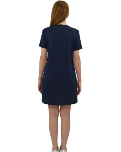 KEY UP - VESTITINO DONNA MEZZA MANICA BLU CON STAMPA FLOREALE-  5S889/1265