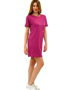 KEY UP - VESTITINO DONNA MEZZA MANICA FUXIA CON STAMPA FLOREALE- 5S889/5511