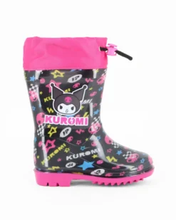 KUROMI - Stivaletto da pioggia nero da bimba con coulisse