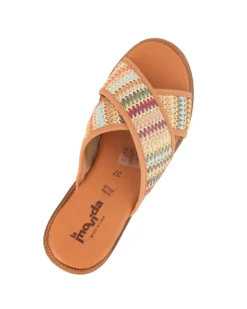 LA MOVIDA - Ciabatta con fasce incrociate in paglia multicolor e sottopiede in VERA PELLE, MADE IN ITALY