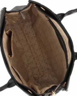 LANCETTI - Borsa a due manici nera logata, tracolla removibile